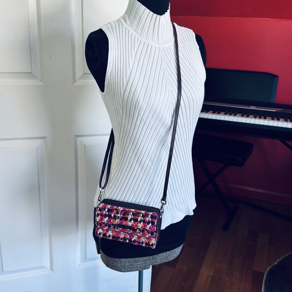Vera Bradley Houndstooth Tweed Quilted‎ RFID All-in-One Crossbody Bag Wallet